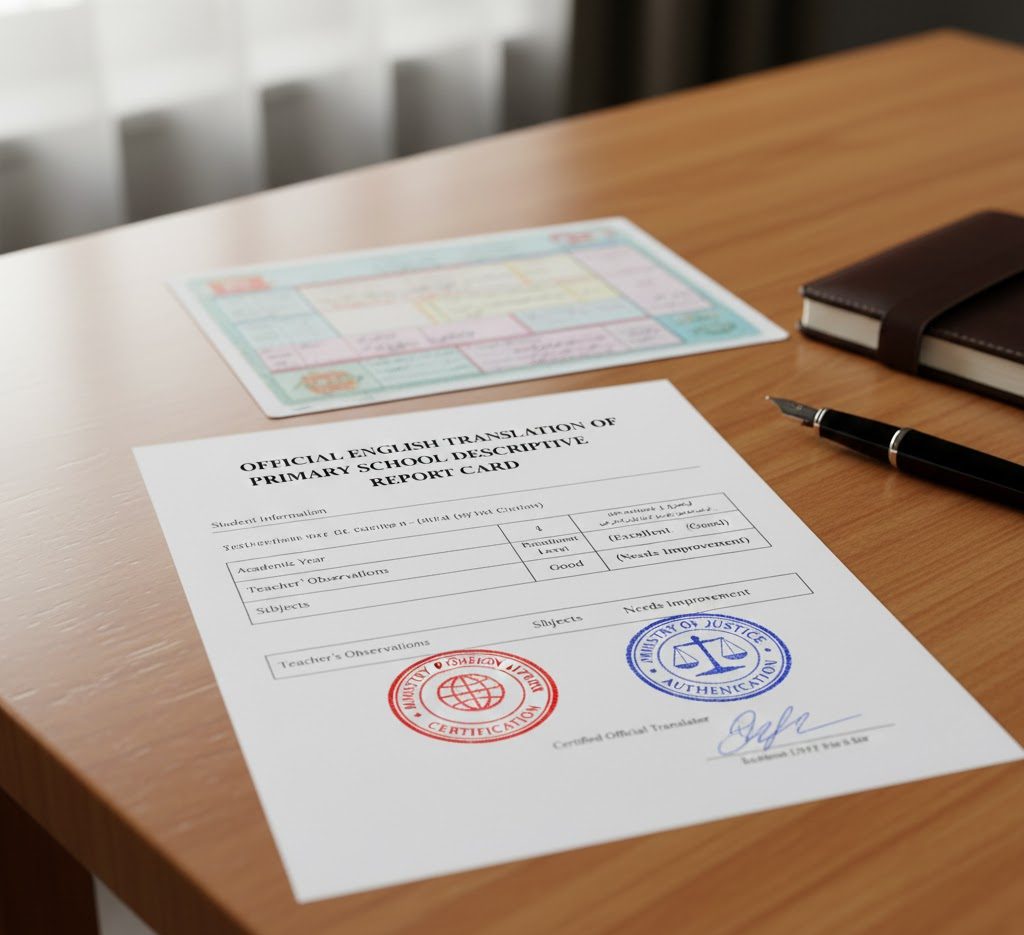 ترجمه کارنامه توصیفی ابتدایی با مهر